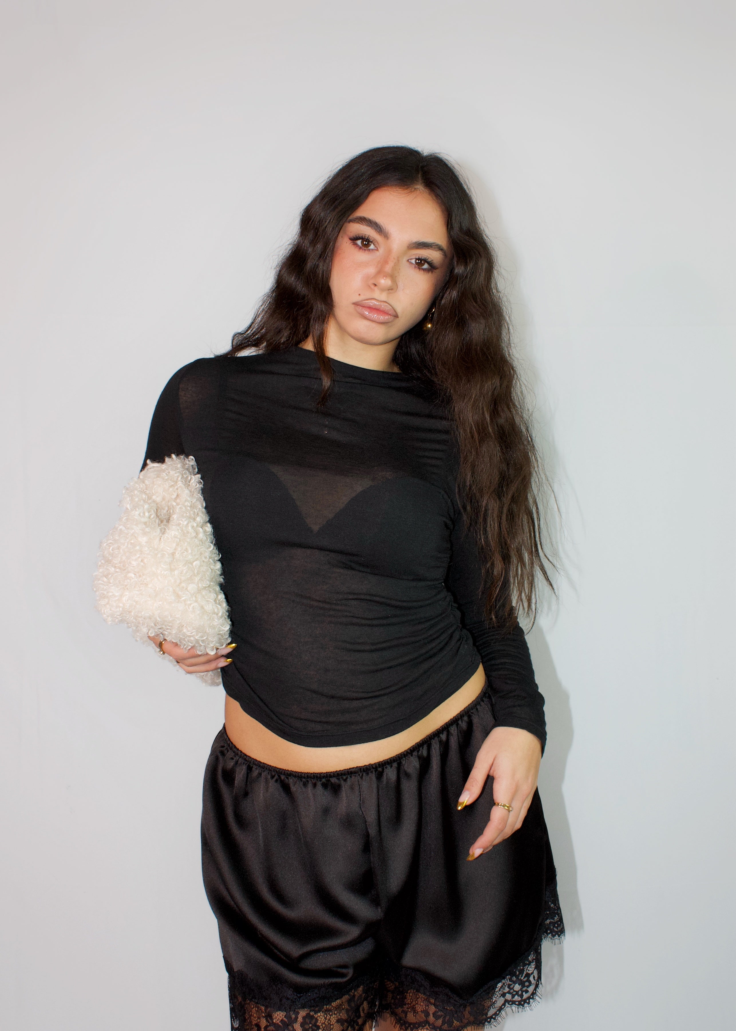 MAGLIETTA SHEER CASHMERE NERA