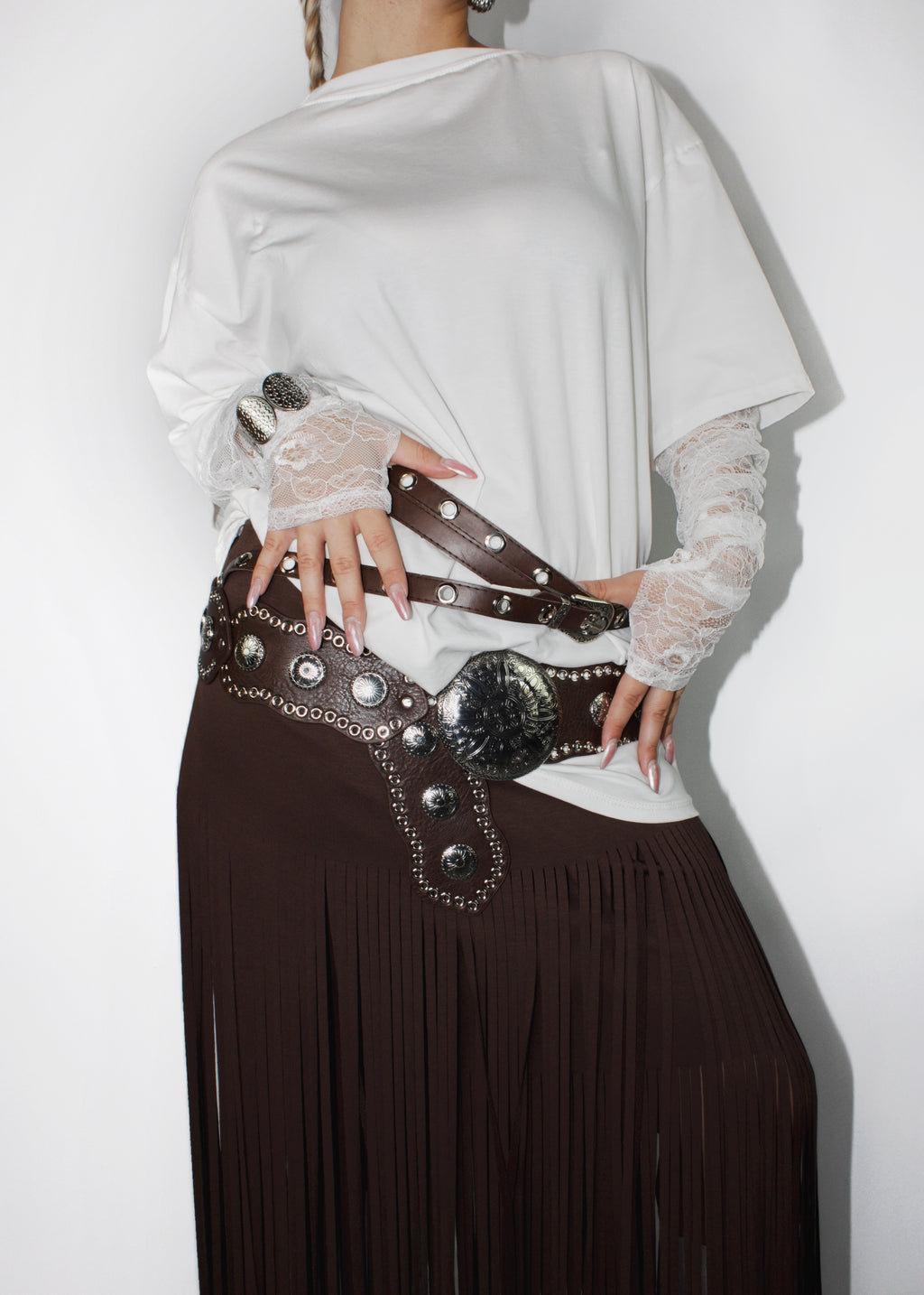 CINTURA DOUBLE PUNK MARRONE