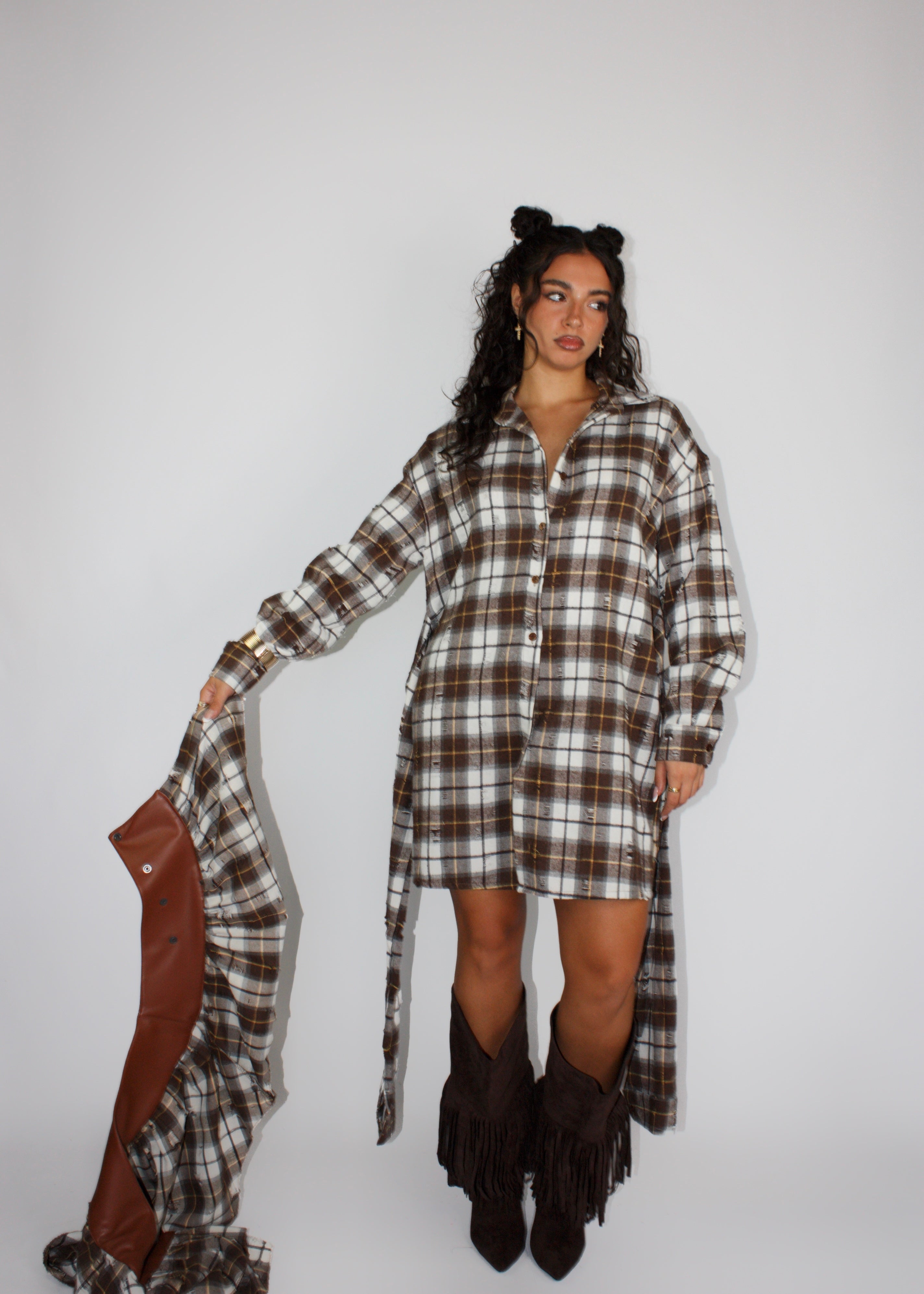 CAMICIA VESTITO WOOD MARRONE